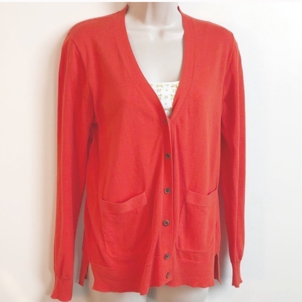 J. Crew Summerweight Solid Knit Orange Cotton Car… - image 3